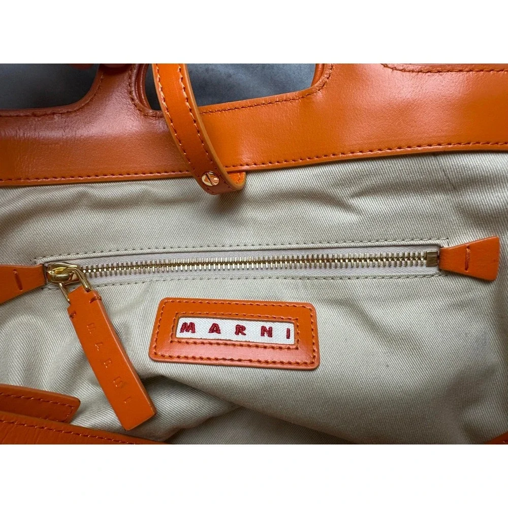 Marni Tropicalia Basket bag 2WAY Shoulder‎ Orange Raffia Leather Tote Used